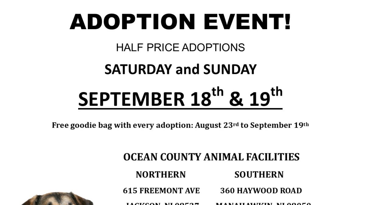 OCEAN COUNTY ANIMAL FACILITIES ENDEAVOR TO “CLEAR THE SHELTERS” WITH ANNUAL  ADOPTION EVENT! – Ocean County Health Department