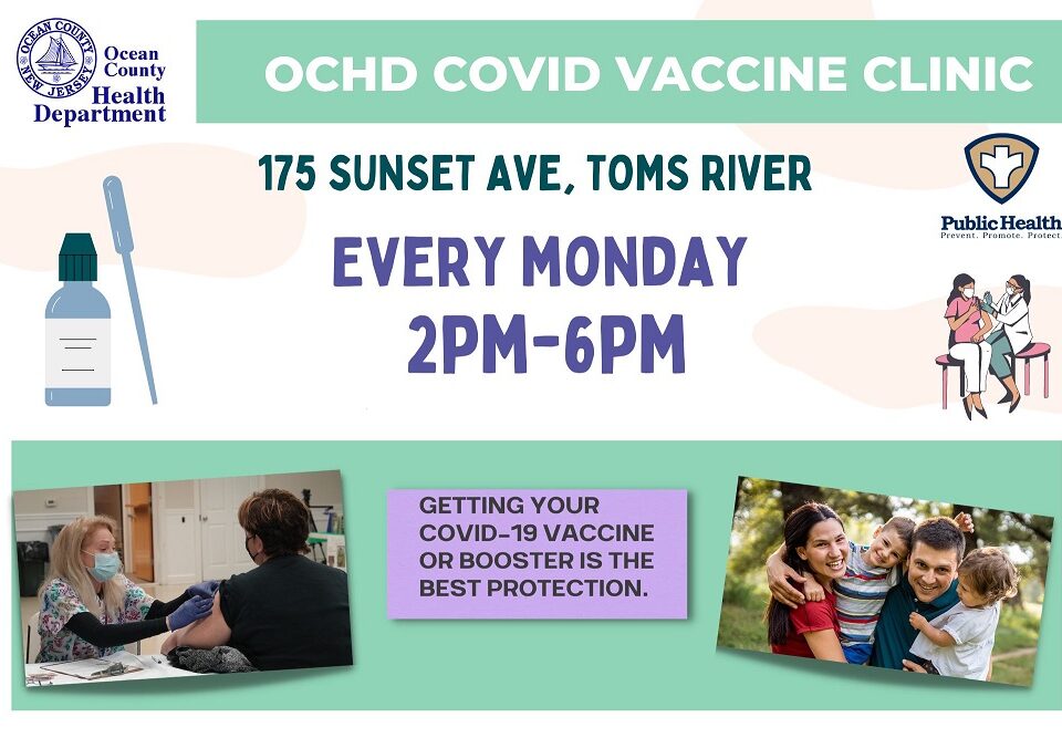 OCHD COVID Vaccine clinic Toms River Monday